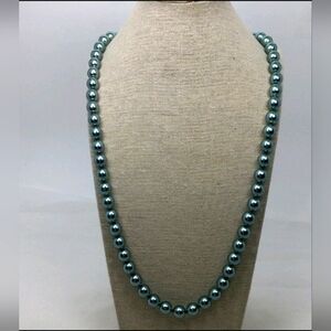 Vintage Joan Rivers Metallic Blue Beaded Necklace NWOT 30"